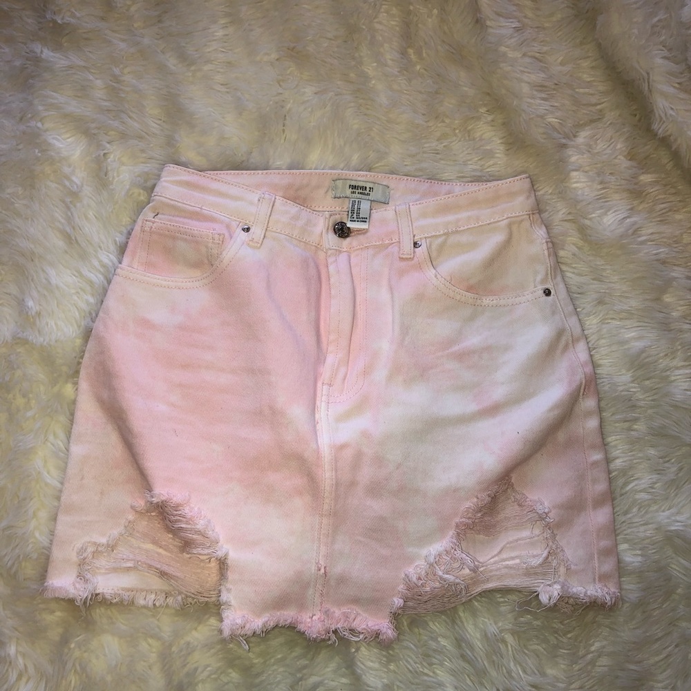 Forever 21 sz 27 pink washed out denim skirt